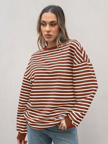 Striped Loose Color Block Casual Sweatshirt