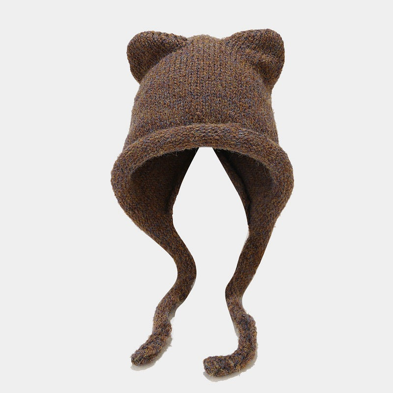 Cute Cat Ear Thermal Knit Beanie Hat