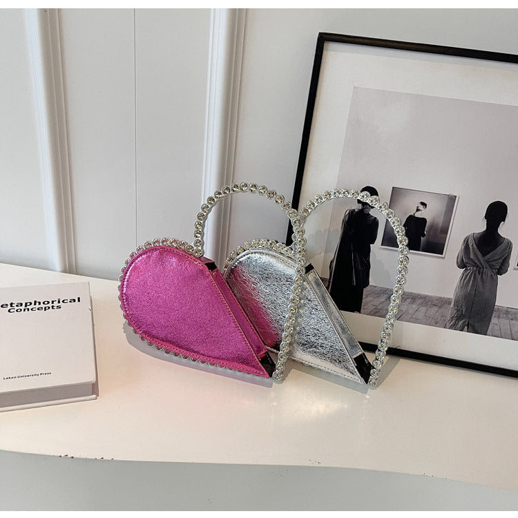 Love Shaped Rhinestone Elegant Party Handbag