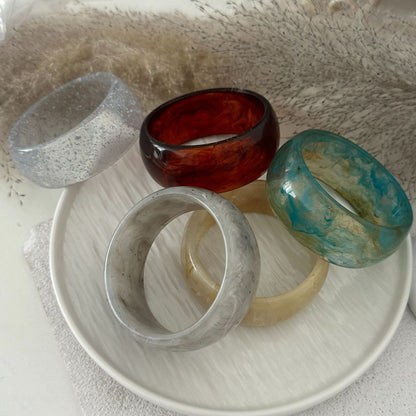 Round Wide Acrylic Layered Bracelets
