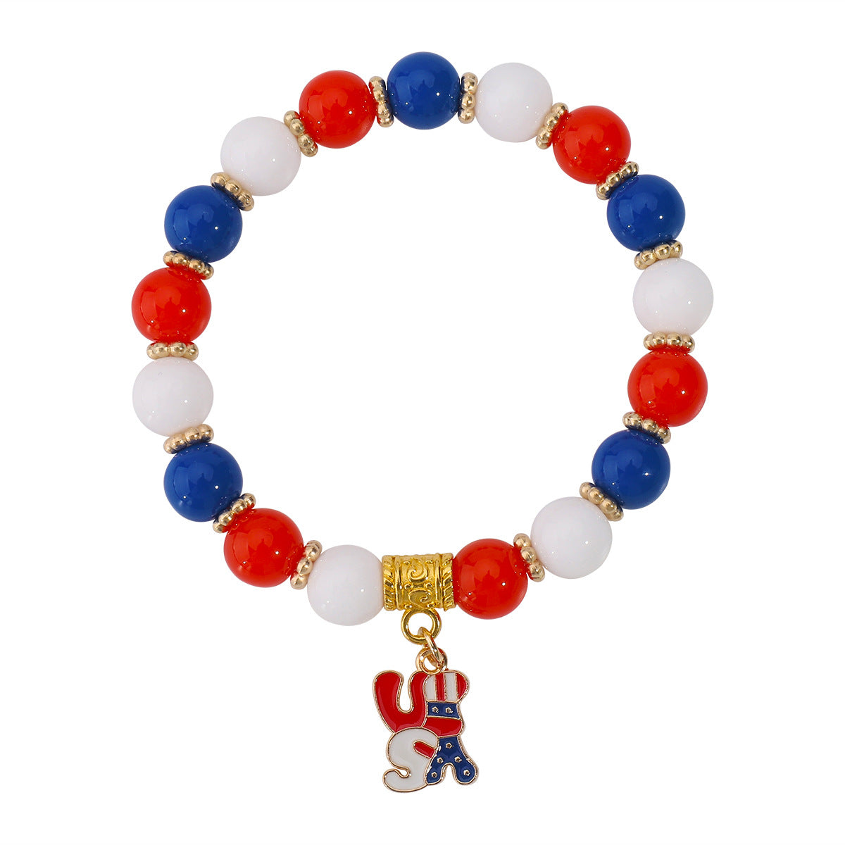 Minimalist USA Pendant Acrylic Beaded Bracelet