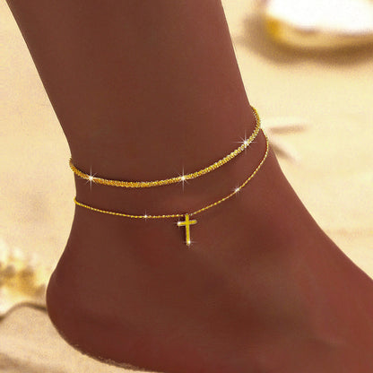 Simple Glitter Double Anklet