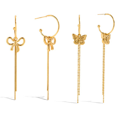 Bow Knot Tassel Dangle Hook Earrings