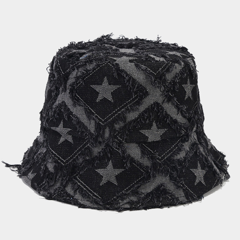 Star Pttern Fringe Edge Foldable Bucket Hat