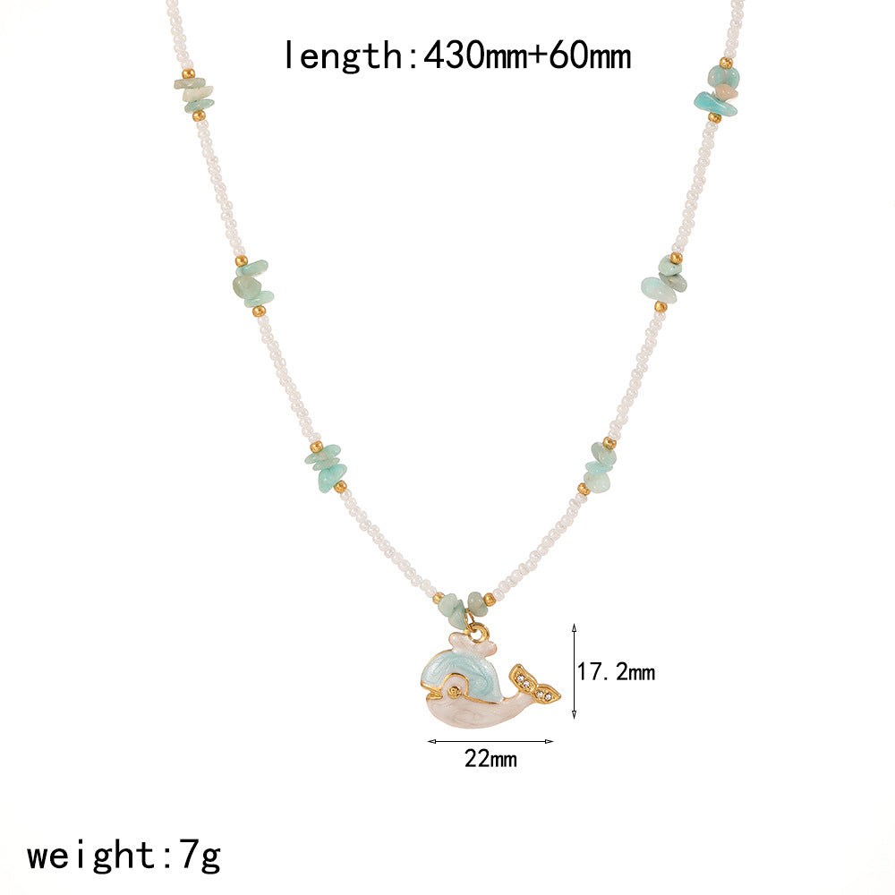 Elegant Enamel Gold Plated Pendant Necklace