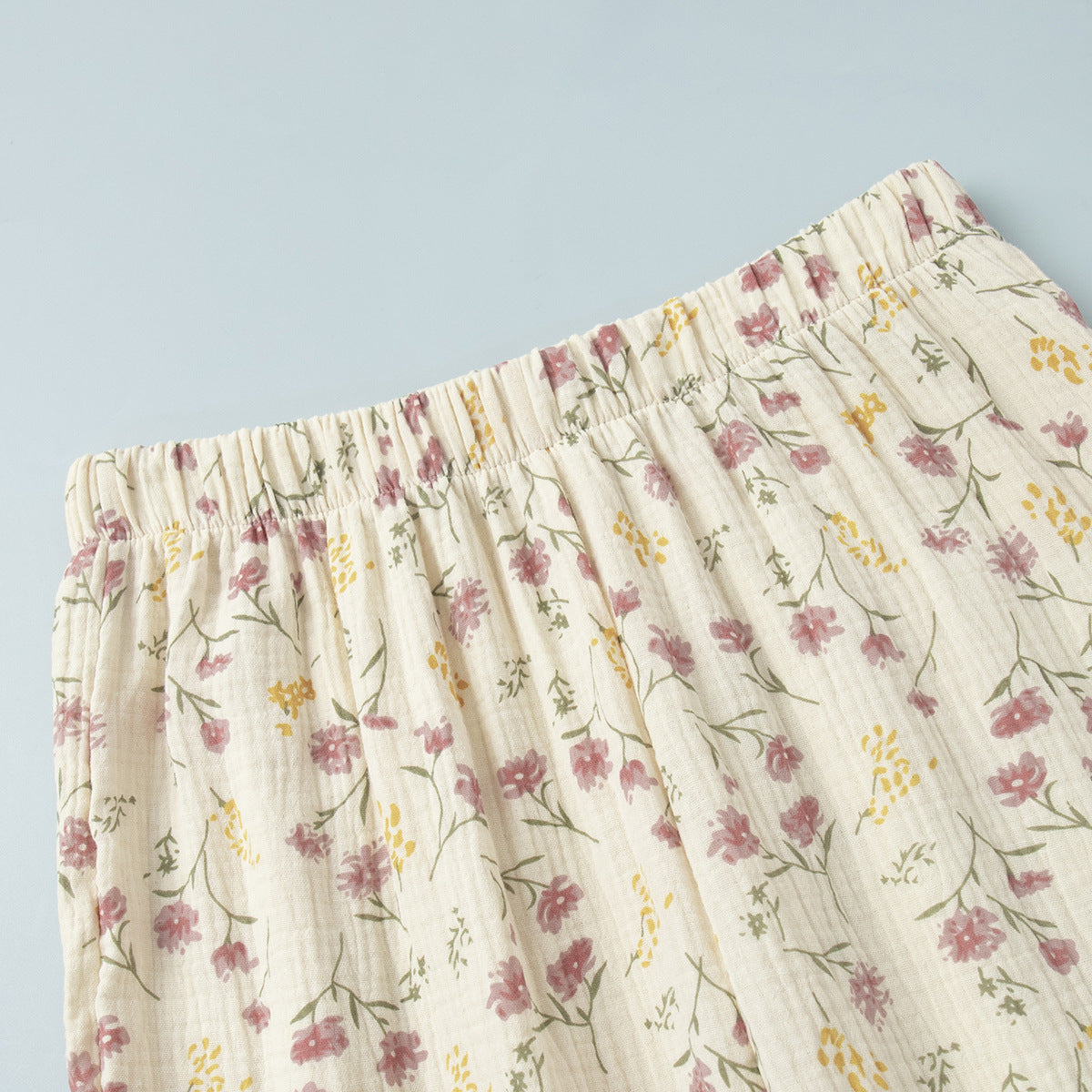 Floral Print V-Neck Button Up Pajamas Set