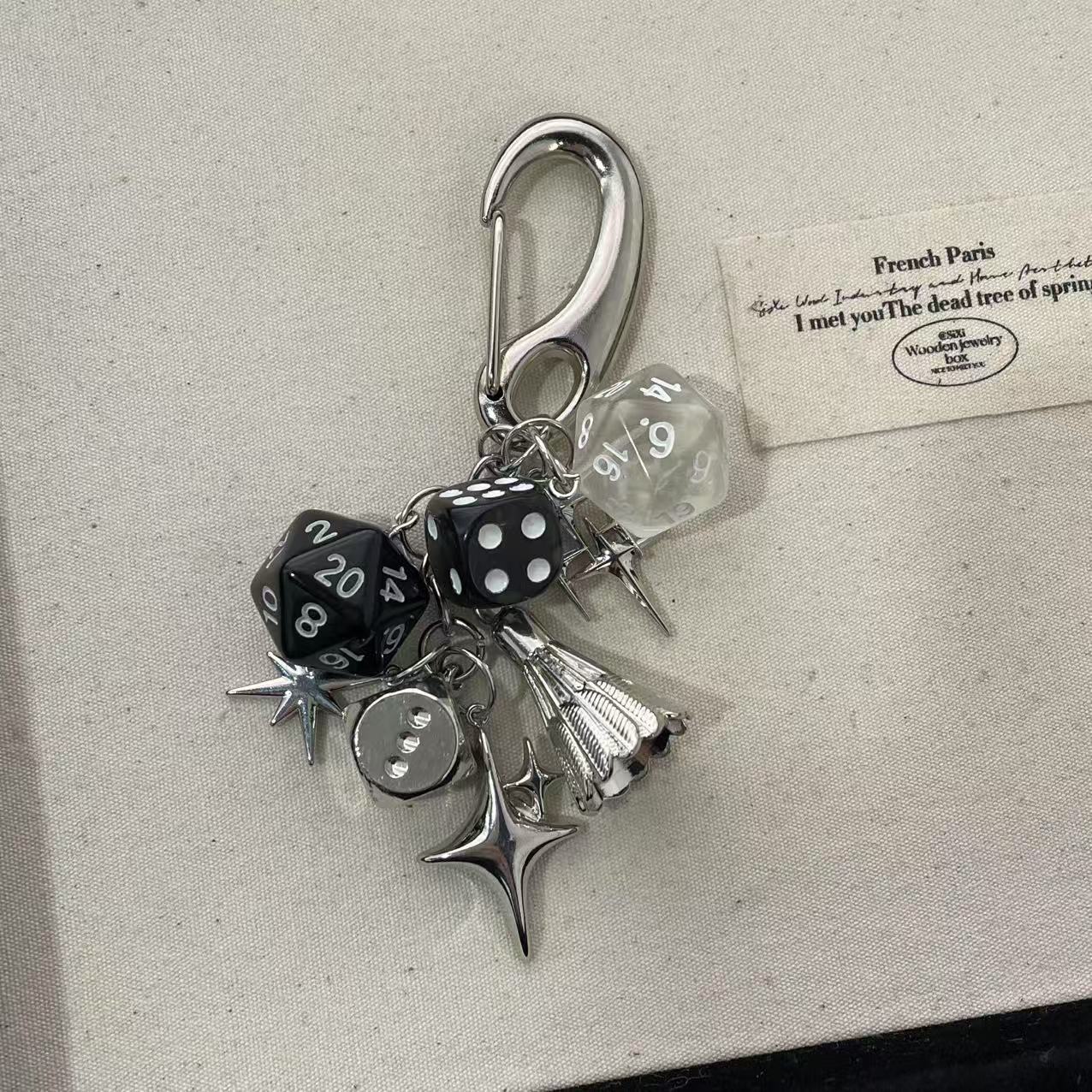 Simple Dice Star Braided Keychain Bag Charm