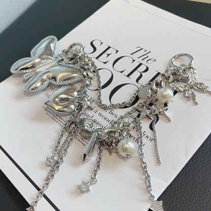 Fashion Butterfly Heart Tassel Chain Bag Charm