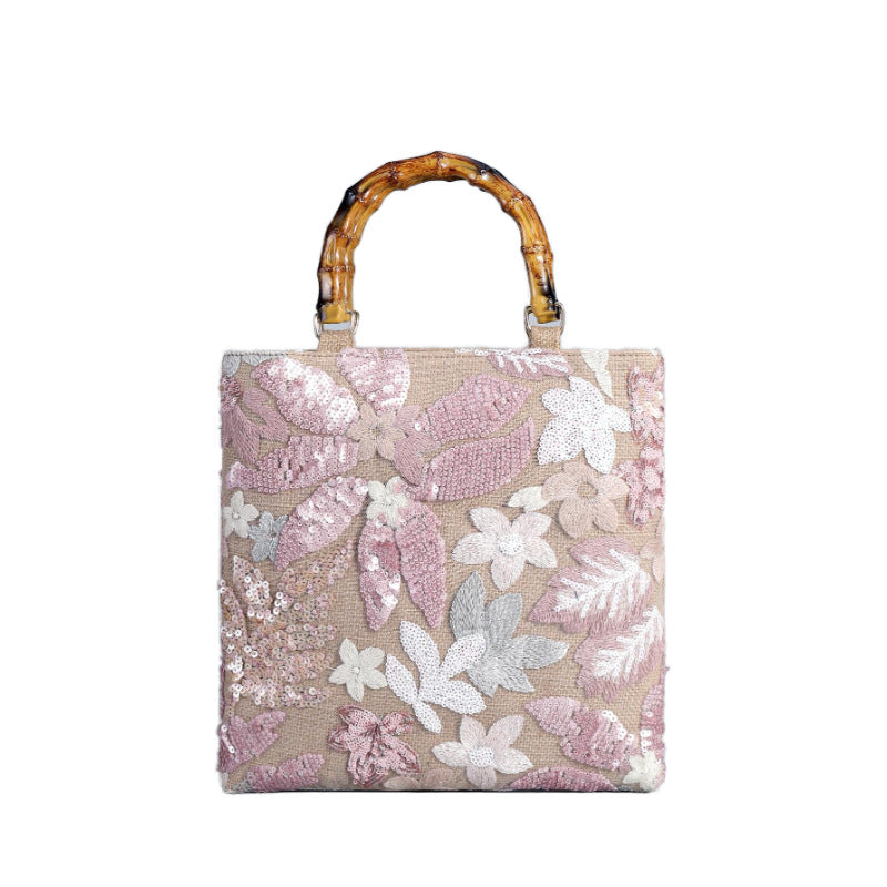 Retro Sequin Embroidered Tote Bag
