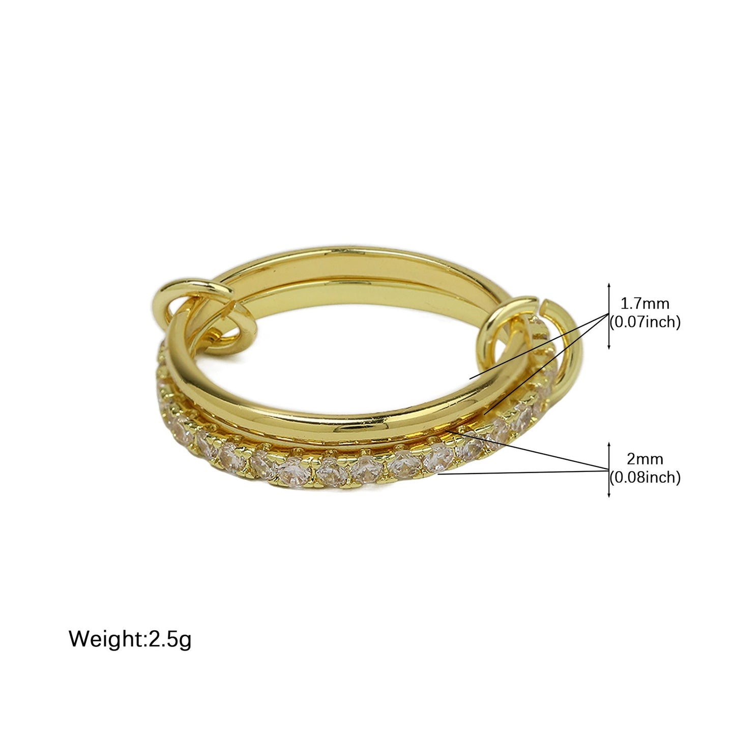 Color Block Rhinestone Interlocking Stackable Rings