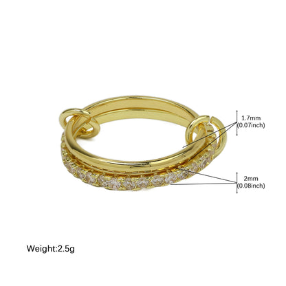 Color Block Rhinestone Interlocking Stackable Rings