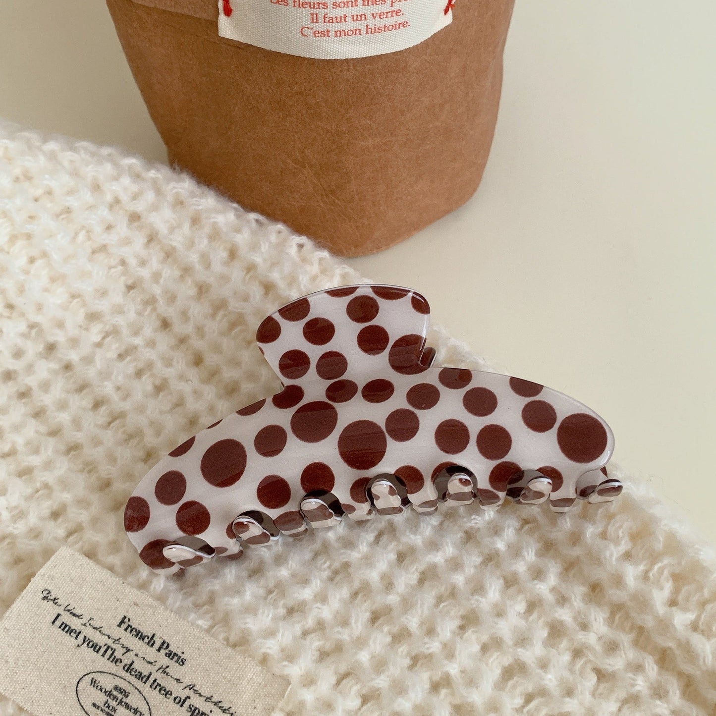 Simple Polka Dot Color Block Hair Claw