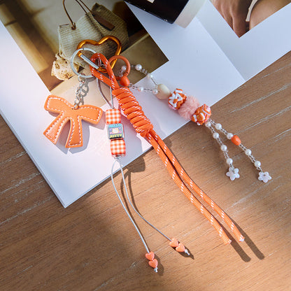 Cute Leather Heart Braided Keychain Bag Charm