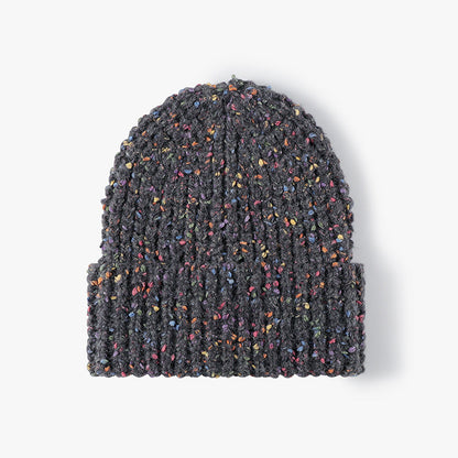 Ribbed Unisex Speckled Knit Beanie Winter Hat