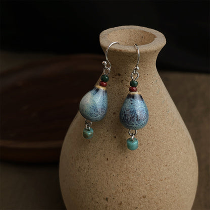 Handmade Ceramic Gourd Drop Earrings