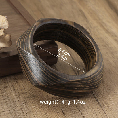 Vintage Irregular Stripe Wooden Bracelets