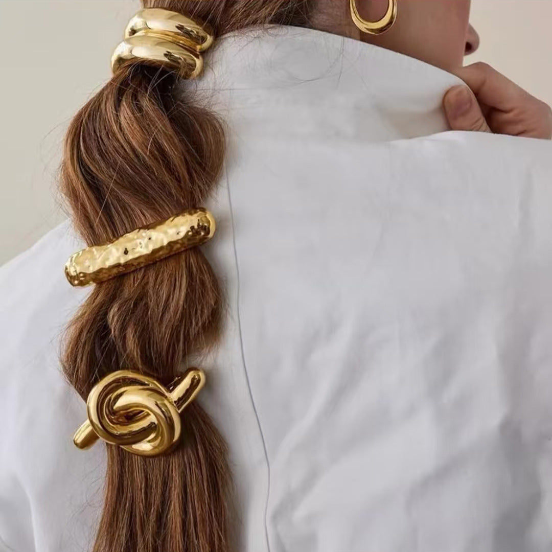 Minimalist Metal Geometric Gold Hair Ties