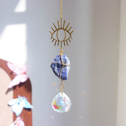 Irregular Stone Evil Eye Crystal Suncatcher