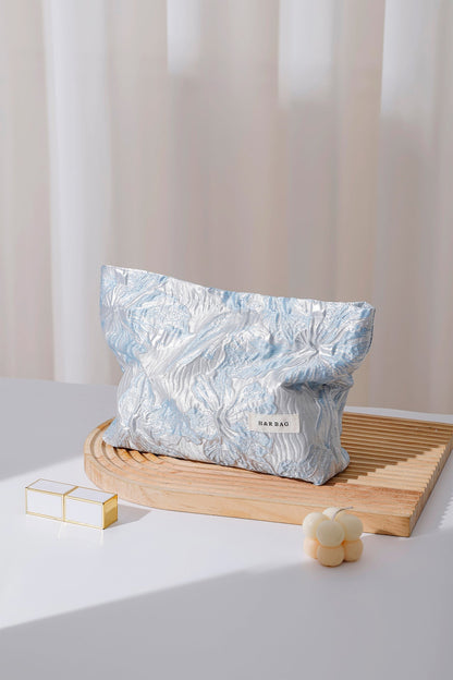 Simple Embossed Flower Makeup Bag