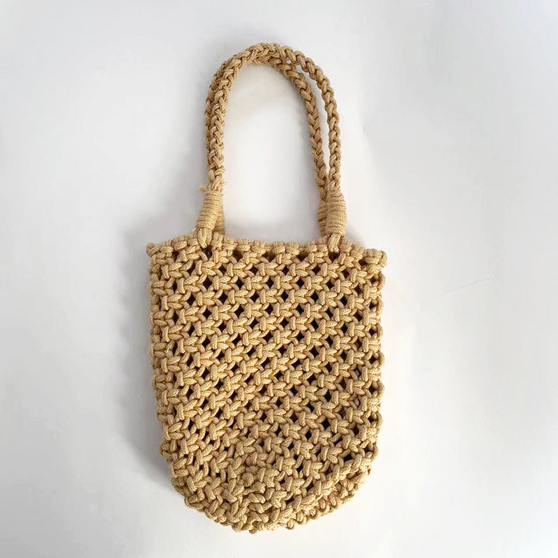 Hollow Out Simple Bucket Woven Bag