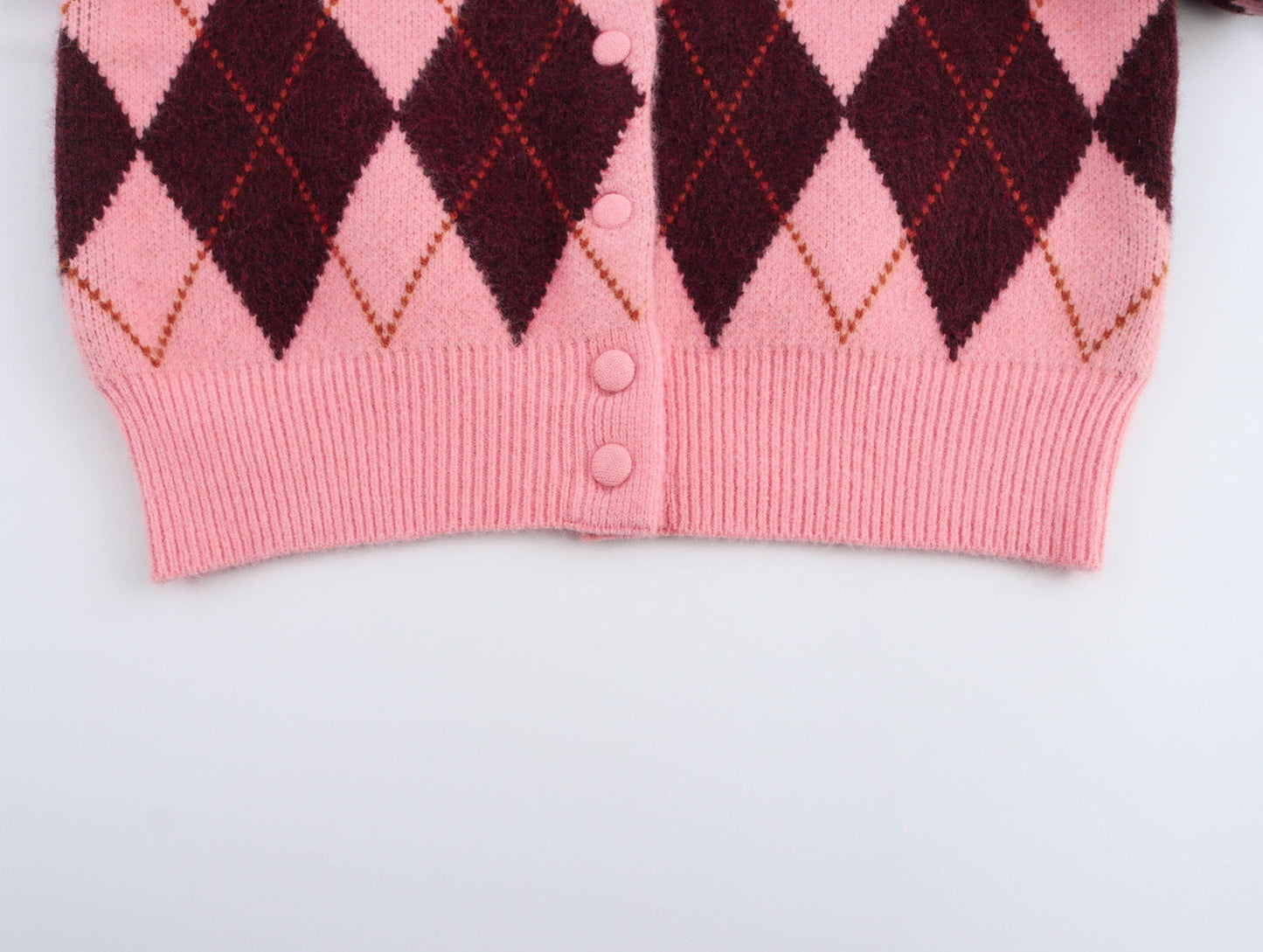 Vintage Diamond Checker Button Down Knit Cardigan