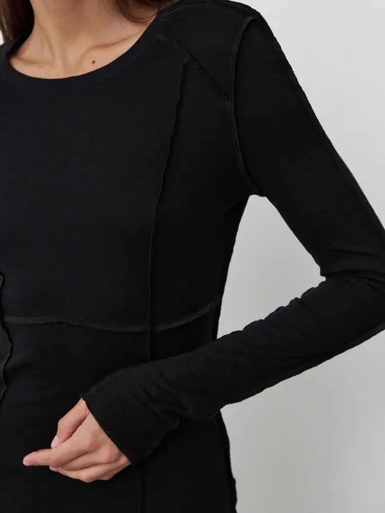 Patchwork Round Neck Simple Tops