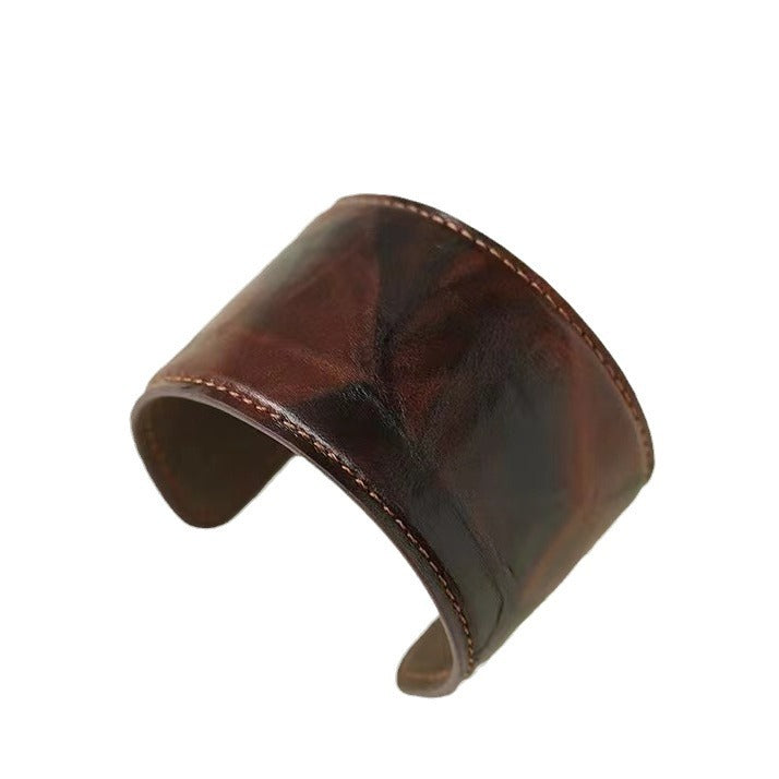 Vintage Leather Wide Open Bracelets