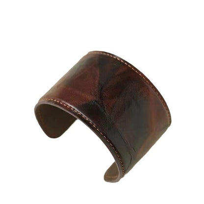 Vintage Leather Wide Open Bracelets