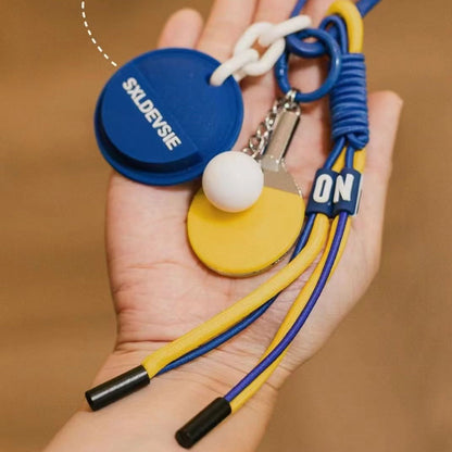 Mini Table Tennis Racket Rope Braided Keychain