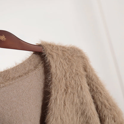 V-Neck Loose Mohair Sweater Cardigan