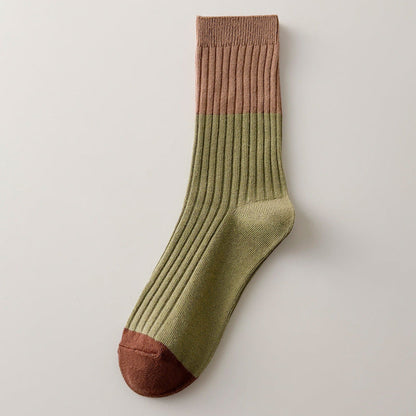 Striped Color Block Simple Ribbed Socks