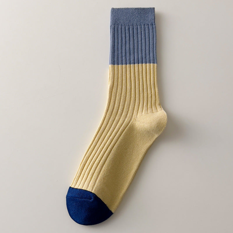 Striped Color Block Simple Ribbed Socks
