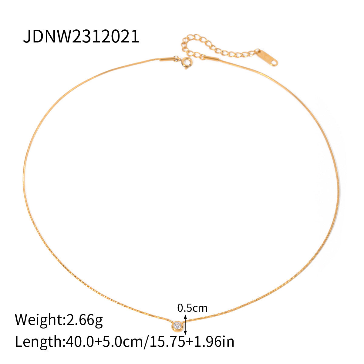 Simple Rhinestone Round Pendant Necklace