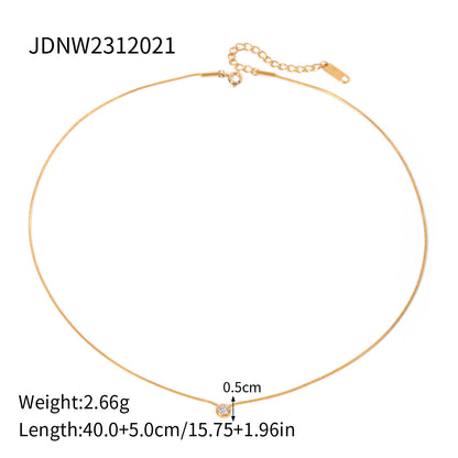 Simple Rhinestone Round Pendant Necklace