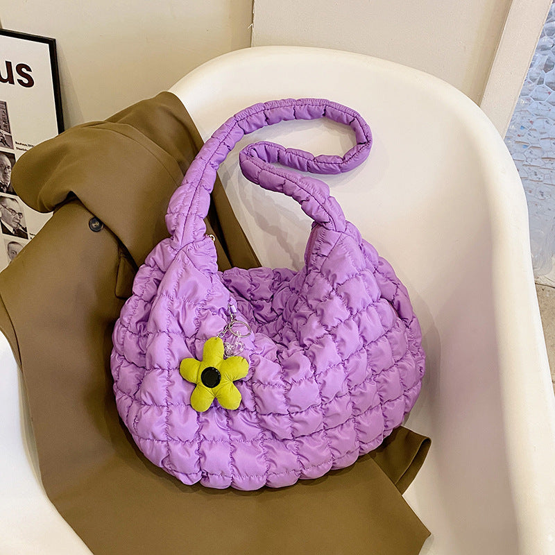 Solid Color Cloud Bag Puffer Shoulder Tote Bag