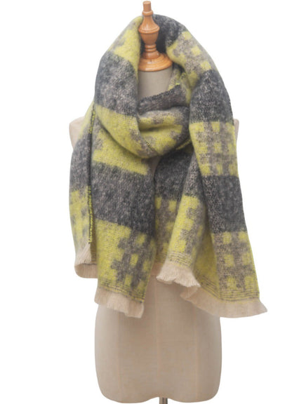 Plaid Print Contrast Color Scarves