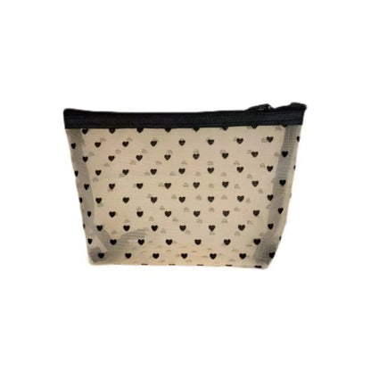 Love Print See Through Mesh Make Up Bag