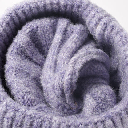 Fuzzy Ribbed Beanie Knitted Warm Winter Hat