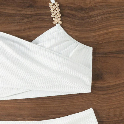 Simple Solid Color Halter Bikini Swimwear