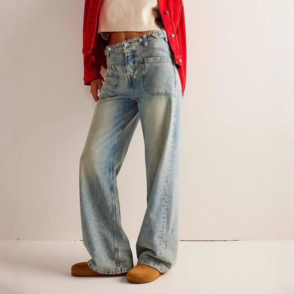 Washed Street Straight Leg Jeans