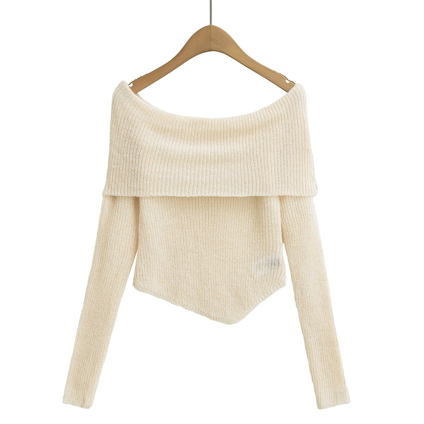 Trendy Asymmetric Hem Off-Shoulder Knit Top