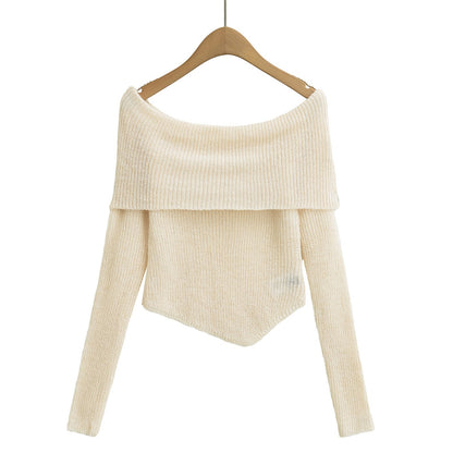 Trendy Asymmetric Hem Off-Shoulder Knit Top
