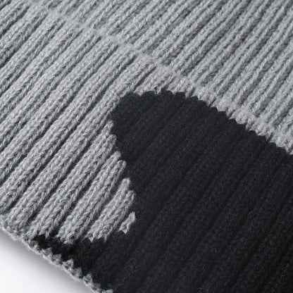 Spliced Color Knit Hat Padded Beanie