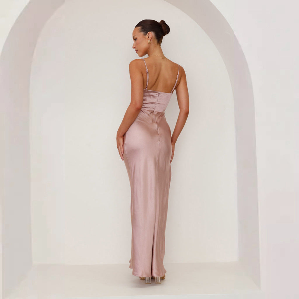 Sexy Backless Split Hip Wrap Maxi Dress