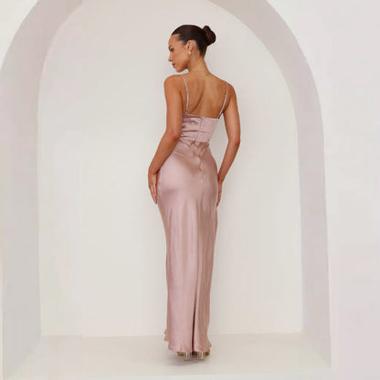 Sexy Backless Split Hip Wrap Maxi Dress