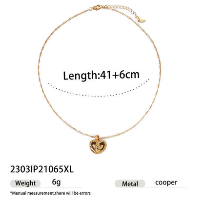 Trendy Zircon Heart Pendant Gold Plated Necklace