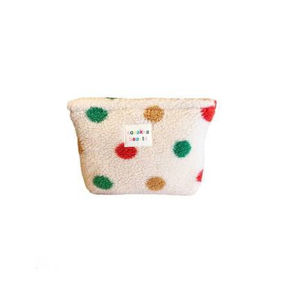 Polka Dot Plushed Large Capacity Make Up Bag