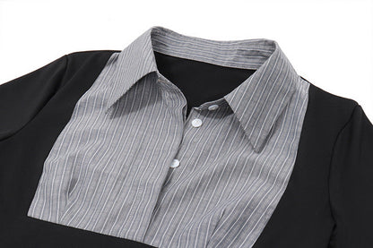 Trendy Color Block Striped Long Sleeve Top