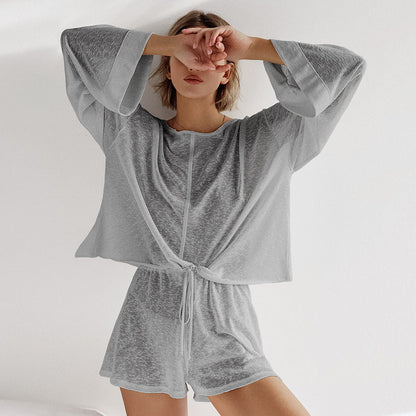 Loose Solid Color Casual Sleepwear Sets