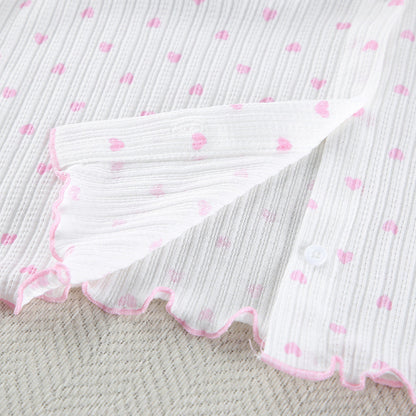 Knit Heart Print Lounge Pajamas Set